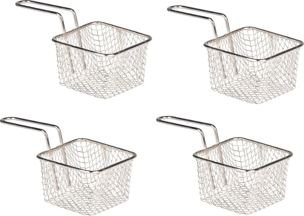 Edelstahl Mini Frittierkorb Pommesschale - 4er Set - Metall Servierkorb Für Fingerfood 3 Edelstahl Mini Frittierkorb Pommesschale - 4er Set - Metall Servierkorb Für Fingerfood