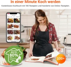 ULTENIC K10 XL Heißluftfritteuse, 5L Airfryer Mit 11 Programmen, Airfryer Mit Online-Rezepten, Touchscreen,1500W [Energieklasse A+++] -Bosch Verkäufe 64f0ec0f8b20d1c0f2e4f830373ffae2