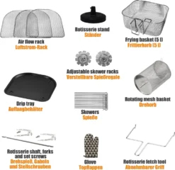 Jago® XXXL 8in1 Heißluftfritteuse 12L + 10 Zubehör - 1800W, LED Display Mit Touch Screen, 8 Programme / Timer, Ohne ÖL - Airfryer, Heißluft, Fritteuse, Heißluftofen, Backofen, Dehydrator, Grill 27 Jago® XXXL 8in1 Heißluftfritteuse 12L + 10 Zubehör - 1800W, LED Display Mit Touch Screen, 8 Programme / Timer, Ohne ÖL - Airfryer, Heißluft, Fritteuse, Heißluftofen, Backofen, Dehydrator, Grill -Bosch Verkäufe 66b4645e46099307e8346e4f5980ace0