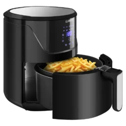 LLIVEKIT WAF0017DE Heißluftfritteuse Luftfritteuse Airfryer Heißluftfritöse Korb 10 Programmen Ohne Öl 5L 1400W 80-200℃ Schwarz