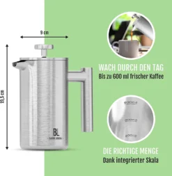 Bjørn Liebdhal French Press Edelstahl Kaffeemaschine Auch Für Camping : 0.6 Liter -Bosch Verkäufe 68397e6f8d361b66a7e54b91bea8ea2f