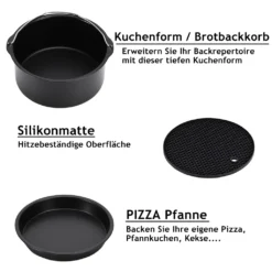 Monzana Heißluftfritteuse Zubehör 8tlg. Fritteuse Set Inkl. Brotbackkorb 3,6L Pizzapfanne Silikonpfanne Grillrost Spieße -Bosch Verkäufe 695b1438c69aed56f04e7475afd0f78c