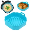 Air Fryer Heißluftfritteuse Silikon Topf Wiederverwendbar Ersatzeinlagen Korb Backofen Pad Hitzebeständige Backblech Fried Pizza Heißluftfritteuse Matte (Blau)