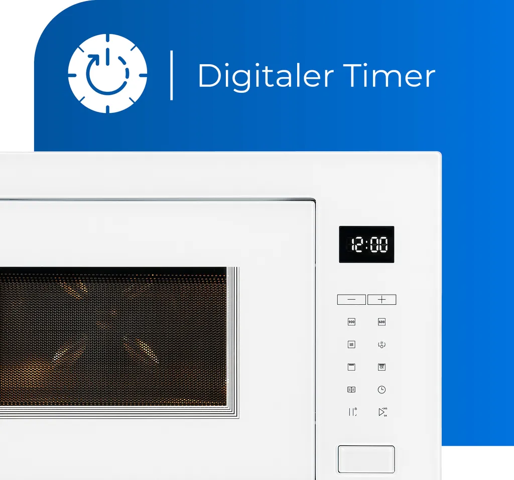 Exquisit Einbau-Mikrowelle EMW25-G-020 Weiss | 800 Watt | Timer | Grill 1200 Watt | 60 Cm Breite 5 Exquisit Einbau-Mikrowelle EMW25-G-020 Weiss | 800 Watt | Timer | Grill 1200 Watt | 60 Cm Breite – Bild 3