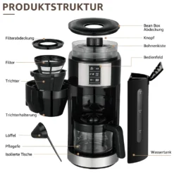 Kompakte Kaffeemaschinen Mit Mahlwerk Filterkaffeemaschine Kaffeemaschine Mit Mühle Für Bohnenkaffee Und Kaffeepulver 2/4/6 Tassen, Schwarz -Bosch Verkäufe 78fd5117f590e5e9c94ec2e909c06bf8