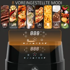 HOMCOM Heißluftfritteuse 4,5 L 1500W Mit 8 Menüs LED-Display Antihaftbeschichteter Fritterkorb Für Gesundes ölfreies Fettarmes Kochen Schwarz 28 X 35,1 X 33 Cm -Bosch Verkäufe 79503cff3b18174b6064f32f47133ea5
