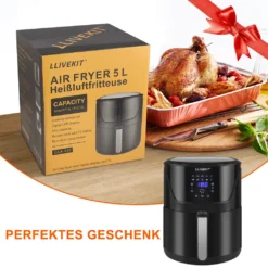 LLIVEKIT WAF0017DE Heißluftfritteuse Luftfritteuse Airfryer Heißluftfritöse Korb 10 Programmen Ohne Öl 5L 1400W 80-200℃ Schwarz -Bosch Verkäufe 7f9483fbb165478f7836354e126e41d6