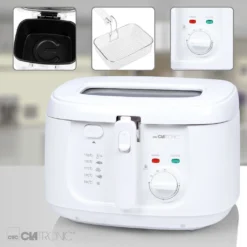 Clatronic FR 3771 Fritteuse, Geruchs- Und Fettdunstfilter, Stufenlos Regelbarer Thermostat Mit Kontrollleuchte (130 °C–190 °C), Großer Frittierkorb, 1800 W, Cool Touch-Gehäuse, Weiß -Bosch Verkäufe 7fb9a1dee1d1131c05f9f4b2f546e0c1