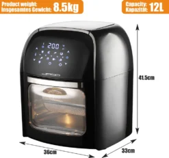 Jago® XXXL 8in1 Heißluftfritteuse 12L + 10 Zubehör - 1800W, LED Display Mit Touch Screen, 8 Programme / Timer, Ohne ÖL - Airfryer, Heißluft, Fritteuse, Heißluftofen, Backofen, Dehydrator, Grill 28 Jago® XXXL 8in1 Heißluftfritteuse 12L + 10 Zubehör - 1800W, LED Display Mit Touch Screen, 8 Programme / Timer, Ohne ÖL - Airfryer, Heißluft, Fritteuse, Heißluftofen, Backofen, Dehydrator, Grill -Bosch Verkäufe 8048aa4aa5afe20ad42dee845c74fcaa