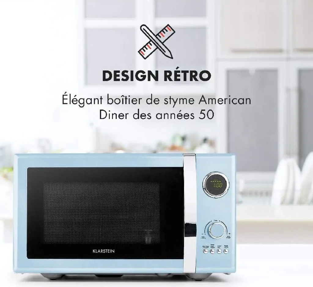 Fine Dinesty 2-in-1-Mikrowelle: 23l 800W / Grill: 1000W Blau 10 Fine Dinesty 2-in-1-Mikrowelle: 23l 800W / Grill: 1000W Blau – Bild 8