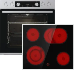 Gorenje Steel Set 4 Einbauherd - Set Mit Glaskeramik-Kochfeld Mit Edelstahlrahmen - 77L XXL Volumen - GentleClose & -Open - AirFry - PizzaMode - ChildLock - PerfectGrill - Teleskopauszüge - Schwarz -Bosch Verkäufe 83bdf5d619ea181766e3ecb5d84daa4c