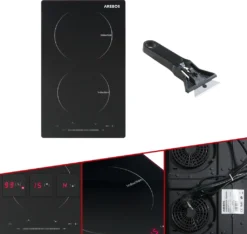 AREBOS Induktionskochfeld, 3000W, 2 Kochfelder, 30 Cm, Autark, Mit Sensor Touch, Timer