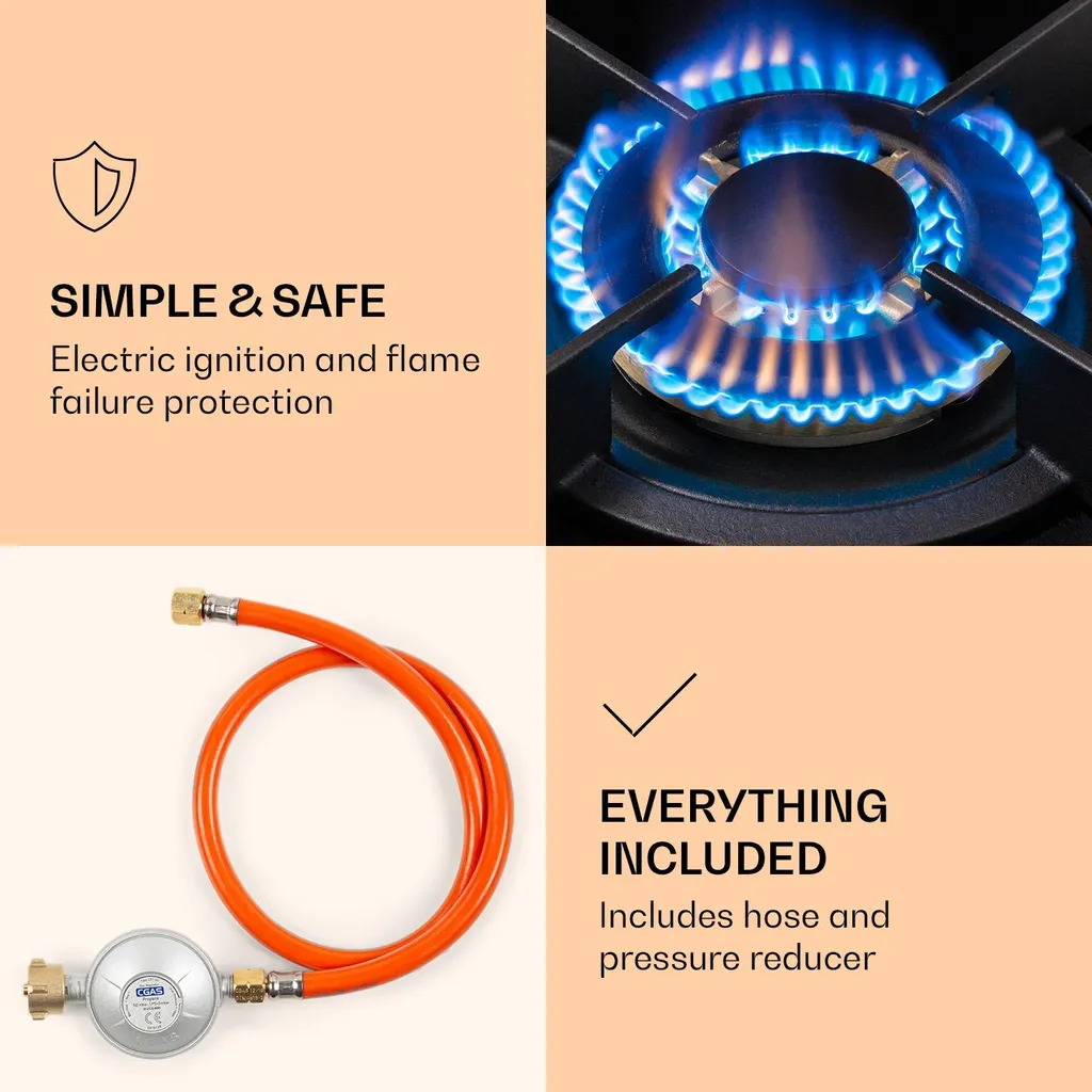 Klarstein Gaskochfeld Einbau Gasherd - Messing-Brenner - Erdgas/Propangas - Glaskeramik - Automatische Abschaltung - Topfträger Aus Gusseisen - 30 Cm - 1-flammig - Weiß Einbau Gas Kochfeld Gasherd 1 Kochfeld Herdplatte Kochplatte Einbaukochfeld 7 Klarstein Gaskochfeld Einbau Gasherd - Messing-Brenner - Erdgas/Propangas - Glaskeramik - Automatische Abschaltung - Topfträger Aus Gusseisen - 30 Cm - 1-flammig - Weiß Einbau Gas Kochfeld Gasherd 1 Kochfeld Herdplatte Kochplatte Einbaukochfeld – Bild 5