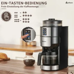 Kompakte Kaffeemaschinen Mit Mahlwerk Filterkaffeemaschine Kaffeemaschine Mit Mühle Für Bohnenkaffee Und Kaffeepulver 2/4/6 Tassen, Schwarz -Bosch Verkäufe 92787513030259b398fabcfcd4cd093f