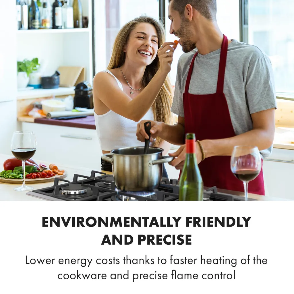 Klarstein Alchemist 5 Zonen Gaskochfeld , 5-flammig , Autark , 68 Cm , Einbau , Aluminium-Brenner , Stark-Brenner , Erdgas/Butangas , Edelstahl , Automatische Abschaltung , Topfträger Aus Gusseisen , Glaskeramik , Inkl. Schlauch Und Druckminderer , Schwarz 4 Klarstein Alchemist 5 Zonen Gaskochfeld , 5-flammig , Autark , 68 Cm , Einbau , Aluminium-Brenner , Stark-Brenner , Erdgas/Butangas , Edelstahl , Automatische Abschaltung , Topfträger Aus Gusseisen , Glaskeramik , Inkl. Schlauch Und Druckminderer , Schwarz – Bild 2