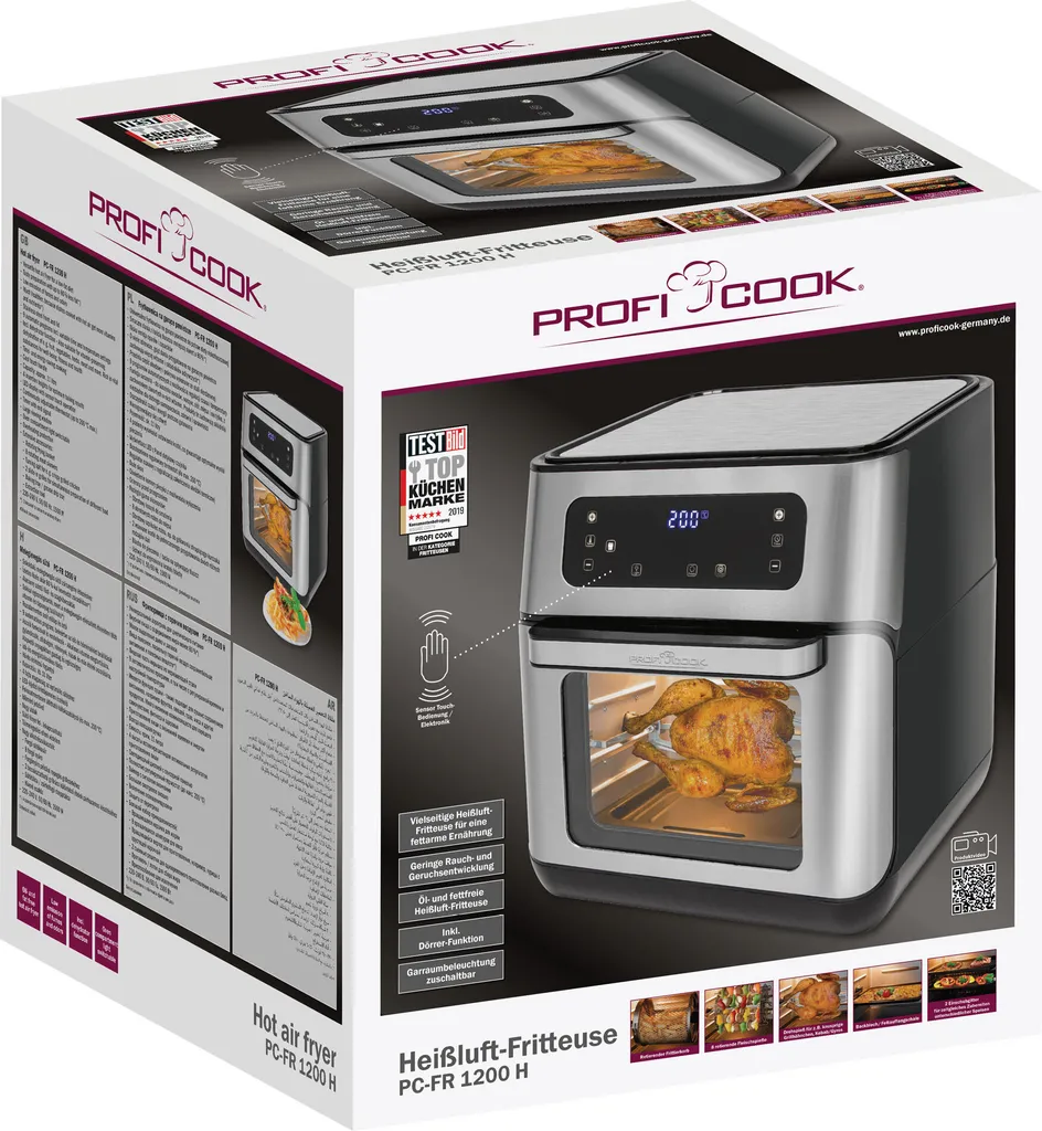 ProfiCook PC-FR 1200 H Heißluft-Fritteuse, 9 Automatikprogramme Inkl. Variabler Zeit Und Temperatureinstellung, Kapazität: Ca. 11 Liter, 4 Einschubhöhen Für Optimale Backergebisse, Edelstahl-schwarz 15 ProfiCook PC-FR 1200 H Heißluft-Fritteuse, 9 Automatikprogramme Inkl. Variabler Zeit Und Temperatureinstellung, Kapazität: Ca. 11 Liter, 4 Einschubhöhen Für Optimale Backergebisse, Edelstahl-schwarz – Bild 13