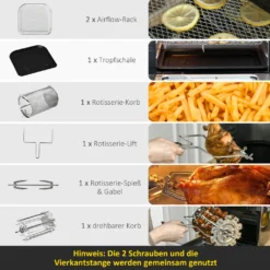 HOMCOM Heißluftfritteuse 11 L 1800W Mit 8 Menüs Zubehör Backofen Dehydrator Barbecue Für Gesundes ölfreies Fettarmes Kochen Stahl Schwarz 32 X 35,6 X 37,9 Cm -Bosch Verkäufe 94ae59076abb99712343491cc3b26a74