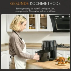 HOMCOM Heißluftfritteuse 4,5 L 1500W Mit 8 Menüs LED-Display Antihaftbeschichteter Fritterkorb Für Gesundes ölfreies Fettarmes Kochen Schwarz 28 X 35,1 X 33 Cm -Bosch Verkäufe 94bb5b78996d87b665696a7d901ee8d5
