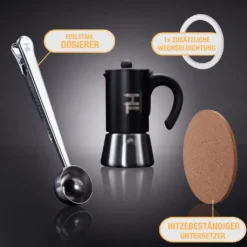 Thiru Espressokocher Induktion L Premium Mokkakanne Aus Edelstahl Inkl. Toolset (Silber, 4 Tassen (200ml)) -Bosch Verkäufe 95cb7ba0862f694488489b1da6ef393c
