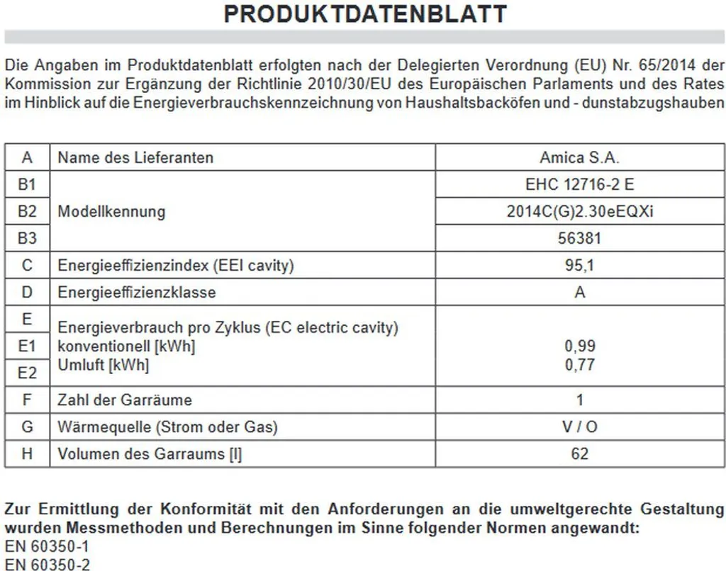 Amica - EHC 12716-2 E - Einbau-Herdset - Glaskeramik-Kochfeld - Edelstahl 8 Amica - EHC 12716-2 E - Einbau-Herdset - Glaskeramik-Kochfeld - Edelstahl – Bild 6