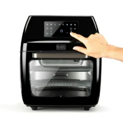 Black & Decker Black+Decker BXAFO1200E Minibackofen Heißluftfritteuse Zwei Röste, Fettauffangschalen, Griff, Frittierkorb, 360° Drehspieß -Bosch Verkäufe 97b056d95609836de1e44b769c94a3bd