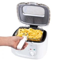 Clatronic FR 3771 Fritteuse, Geruchs- Und Fettdunstfilter, Stufenlos Regelbarer Thermostat Mit Kontrollleuchte (130 °C–190 °C), Großer Frittierkorb, 1800 W, Cool Touch-Gehäuse, Weiß -Bosch Verkäufe 9c0e1c912a4e711d10b0034b9c026a55