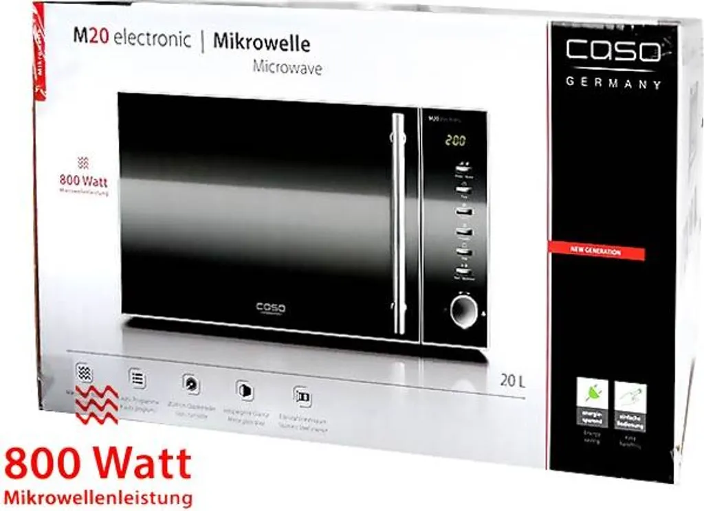 Caso 3315 M20 Mikrowelle Schwarzglas/Edelstahl 5 Caso 3315 M20 Mikrowelle Schwarzglas/Edelstahl – Bild 3