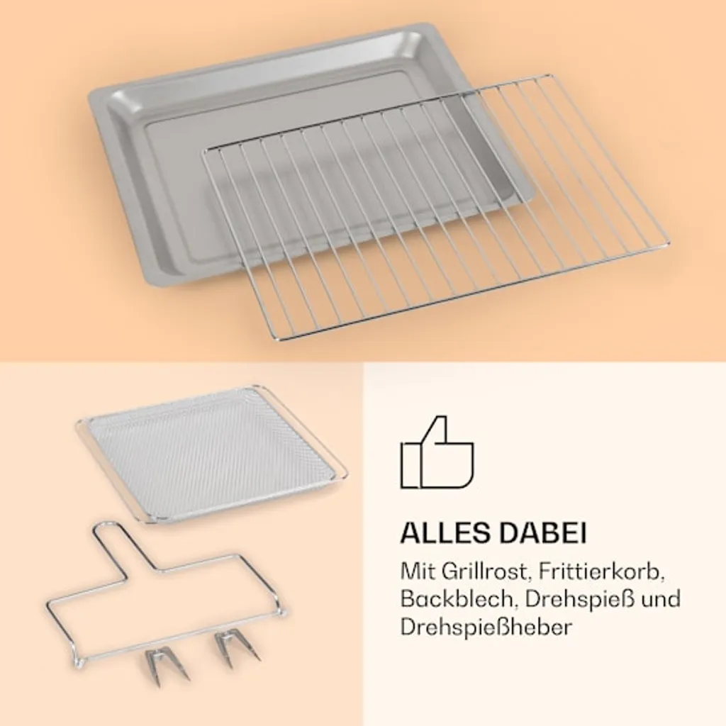 Klarstein Vigor Air Heißluftfritteuse XXL - Airfryer Mit 1800 W - 30 Liter - 18 Programme - Ober- Und Unterhitze - Digitales Bedienfeld Mit Touchscreen - Edelstahl 10 Klarstein Vigor Air Heißluftfritteuse XXL - Airfryer Mit 1800 W - 30 Liter - 18 Programme - Ober- Und Unterhitze - Digitales Bedienfeld Mit Touchscreen - Edelstahl – Bild 8