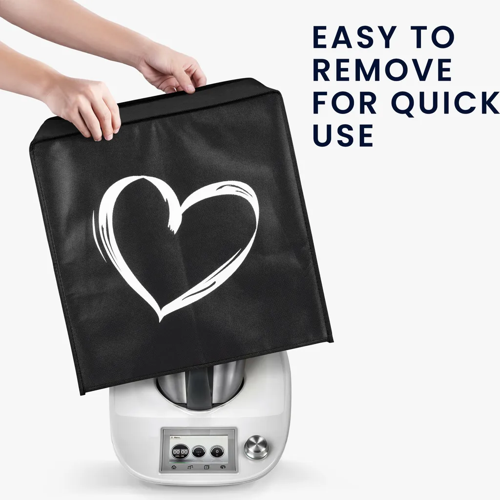 Kwmobile Hülle Kompatibel Mit Thermomix TM5 / TM6 - Küchenmaschine Abdeckhaube - In Weiß Schwarz Herz Brush 5 Kwmobile Hülle Kompatibel Mit Thermomix TM5 / TM6 - Küchenmaschine Abdeckhaube - In Weiß Schwarz Herz Brush – Bild 3