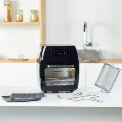 Black & Decker Black+Decker BXAFO1200E Minibackofen Heißluftfritteuse Zwei Röste, Fettauffangschalen, Griff, Frittierkorb, 360° Drehspieß -Bosch Verkäufe a13bad6cb95d3421a045a793eccd2e21
