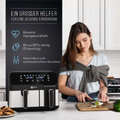 BALTER Heißluftfritteuse Mit Doppelkammer HL-850D, 9L (5,5L + 3,5L), 2 Speisen Gleichzeitig, 9 Programme , Friteuse Ohne Öl, Dual Zone, Airfryer, Heis 16 BALTER Heißluftfritteuse Mit Doppelkammer HL-850D, 9L (5,5L + 3,5L), 2 Speisen Gleichzeitig, 9 Programme , Friteuse Ohne Öl, Dual Zone, Airfryer, Heis -Bosch Verkäufe a26d484cc01dac074886a5a3f291e3ef