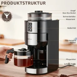 Kompakte Kaffeemaschinen Mit Mahlwerk Filterkaffeemaschine Kaffeemaschine Mit Mühle Für Bohnenkaffee Und Kaffeepulver 2/4/6 Tassen, Schwarz -Bosch Verkäufe a6fd5ffcb422e495f339edd221c62ddc