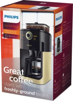 Philips HD7768/90 Grind & Brew Filter Kaffeemaschine, Mahlwerk, Timer, Champagner/schwarz -Bosch Verkäufe a98bfd0818945645076fdc02e261df3c