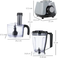 HOMCOM Küchenmaschine Mit 1L Schlüssel 1,25L Mixbehälter 4-Blatt-Messer Zum Schneiden, Zerkleinern, Verquirlen, Hacken, Mahlen, Mixen Und Mischen 3 Geschwindigkeitsstufen 650W -Bosch Verkäufe ab2689632d23983df11bd2498710c645