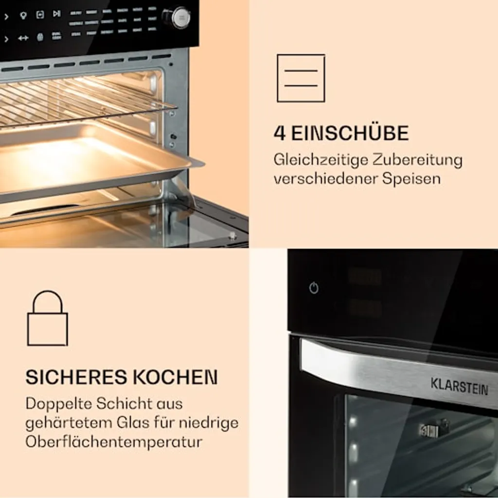 Klarstein Vigor Air Heißluftfritteuse XXL - Airfryer Mit 1800 W - 30 Liter - 18 Programme - Ober- Und Unterhitze - Digitales Bedienfeld Mit Touchscreen - Edelstahl 7 Klarstein Vigor Air Heißluftfritteuse XXL - Airfryer Mit 1800 W - 30 Liter - 18 Programme - Ober- Und Unterhitze - Digitales Bedienfeld Mit Touchscreen - Edelstahl – Bild 5