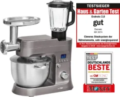 Clatronic KM 3674 Knetmaschine Inkl. Fleischwolf, Glas-Mixaufsatz, Pastafunktion, Digital LCD-Display, 6,2 Liter Edelstahlrührschüssel, 1200 W, Titan 27 Clatronic KM 3674 Knetmaschine Inkl. Fleischwolf, Glas-Mixaufsatz, Pastafunktion, Digital LCD-Display, 6,2 Liter Edelstahlrührschüssel, 1200 W, Titan -Bosch Verkäufe b367c51e1302163a531a9dd0c5bdac3f