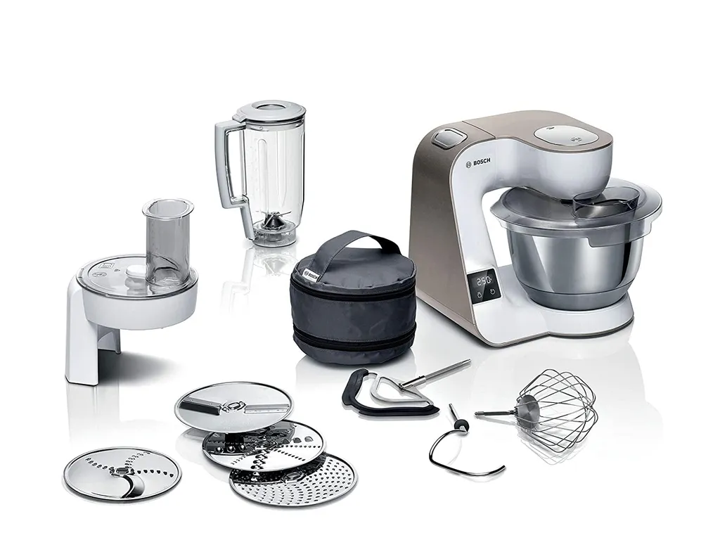 Bosch MUM5XW20 MUM 5 (champagne/weiß) Küchenmaschine, Rührschüssel, Knethaken, Flachrührer, Waage, Mixer-Aufsatz, Schneebesen 4 Bosch MUM5XW20 MUM 5 (champagne/weiß) Küchenmaschine, Rührschüssel, Knethaken, Flachrührer, Waage, Mixer-Aufsatz, Schneebesen – Bild 2