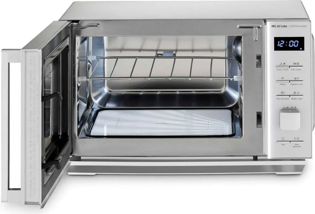 Caso MG 20 Cube Ceramic Design Mikrowelle Grill 800-1000W LED-Display Silber 6 Caso MG 20 Cube Ceramic Design Mikrowelle Grill 800-1000W LED-Display Silber – Bild 4