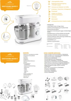 Küchenmaschine GRATUSSINO MAXO II ETA002390080, 1000 W, Getriebe Mit Metallausführung , Planeten-Rührwerk 25 Küchenmaschine GRATUSSINO MAXO II ETA002390080, 1000 W, Getriebe Mit Metallausführung , Planeten-Rührwerk -Bosch Verkäufe b807adf97b5cd2e4052854409c4a5d92