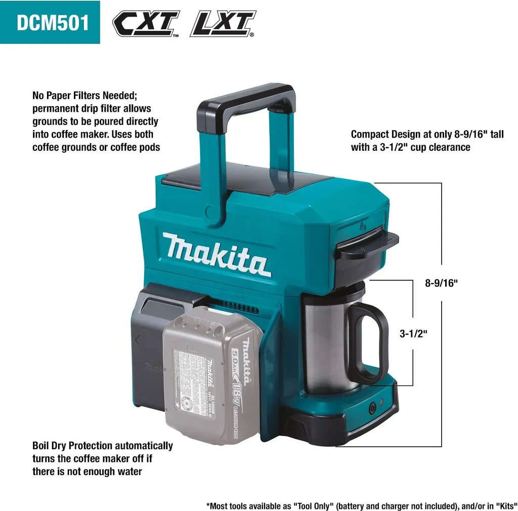 Makita Akku / Netz Tragbare Mobile Kaffeemaschine Caffee DCM501Z 18V 230V 6 Makita Akku / Netz Tragbare Mobile Kaffeemaschine Caffee DCM501Z 18V 230V – Bild 4