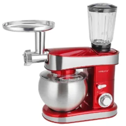 SOKANY 3in1 Küchenmaschine 1200W Edelstahlschüssel Teigmaschin 1.5L Saftpresse 6-stufige Gescheindigkeit Mixer Standmixer Knetmaschine Fleischwolf Wurstmaschine - Rot -Bosch Verkäufe bf5cbb02dcf5512ddf8f01d3231d1404
