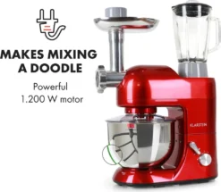 Klarstein Lucia Rossa Küchenmaschine Mixer (1200 Watt, 5 Liter Rührschüssel, Fleischwolf, Saftpresse ) - Rot -Bosch Verkäufe bfe515975f0a0bdf0b142ae023e16e2d
