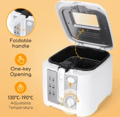 Aigostar Weiße Haushaltsfritteuse, 1650 Watt, 2,5L, Mit Sichtfenster, Temperaturregelung, BPA-frei -Bosch Verkäufe bfed20dc108a8ddb2572afad7adba48a