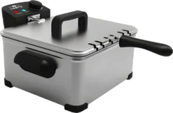 Lentz 5 Liter Edelstahl Kaltzonen-Fritteuse Mit Deckel Inkl. Fritierkorb 2000 Watt Friteuse