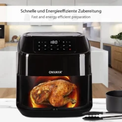 ONVAYA® Heißluftfritteuse | Airfryer XXL | Fritteuse Ohne Öl & Fett | Für 5-6 Personen | Mit LED-Display | 10 Programme | 1700 W | Inkl. Backform & Grillrost Mit Spießen -Bosch Verkäufe c0f9de782b9f19f0f5580db4dd3eb3e1