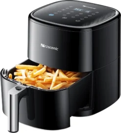 Proscenic T22 Heißluftfritteuse, App Und Sprachsteuerung, 5L XXL Luftfritteuse, Airfryer Mit Großem Digitalem LED Display, Vorheizen&Warm Halten, 100 Rezepte,ohne Öl, Schwarz, Edelstahl