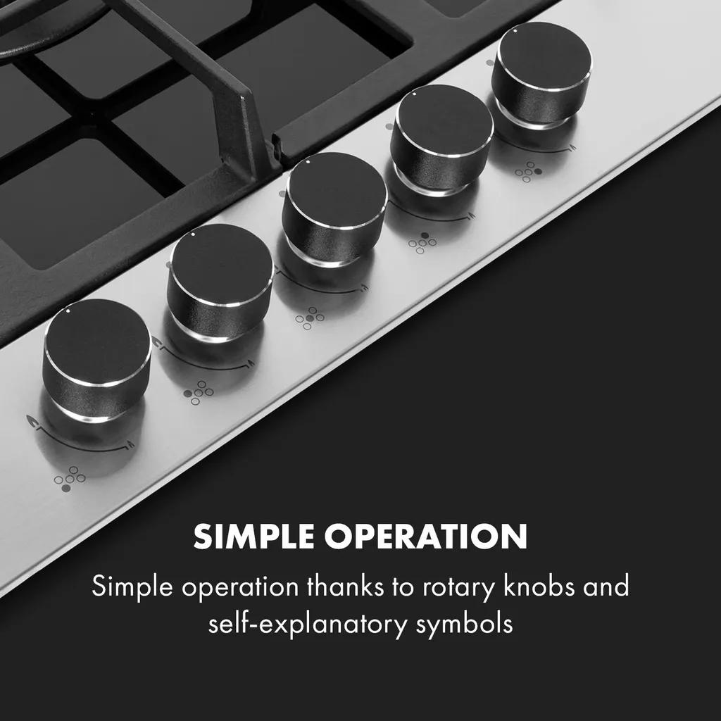 Klarstein Alchemist 5 Zonen Gaskochfeld , 5-flammig , Autark , 68 Cm , Einbau , Aluminium-Brenner , Stark-Brenner , Erdgas/Butangas , Edelstahl , Automatische Abschaltung , Topfträger Aus Gusseisen , Glaskeramik , Inkl. Schlauch Und Druckminderer , Schwarz 6 Klarstein Alchemist 5 Zonen Gaskochfeld , 5-flammig , Autark , 68 Cm , Einbau , Aluminium-Brenner , Stark-Brenner , Erdgas/Butangas , Edelstahl , Automatische Abschaltung , Topfträger Aus Gusseisen , Glaskeramik , Inkl. Schlauch Und Druckminderer , Schwarz – Bild 4