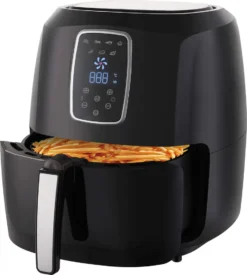 LMG Heißluftfritteuse XXL Premium 5.2L - Airfryer Mit Touch-Bedienfeld, Neueste Technik, 100% Knusprig, Ohne Fett – Backen, Frittieren, Grillen, Rösten - Spülmaschinenfest - Extrem Leise Anwendung