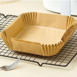100 Stück Heißluftfritteuse Ausgekleidet Mit Fritteusenunterlage Papier Einweg-Backpapier Dampfgarer Papierunterlage Braun
