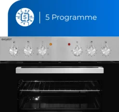 Exquisit EHE 156-2.1-Set Einbau-Herd Glaskeramikkochfeld | Ober-/Unterhitze | Grill | Inox -Bosch Verkäufe c45ae9985afa054619057b3179655e9b